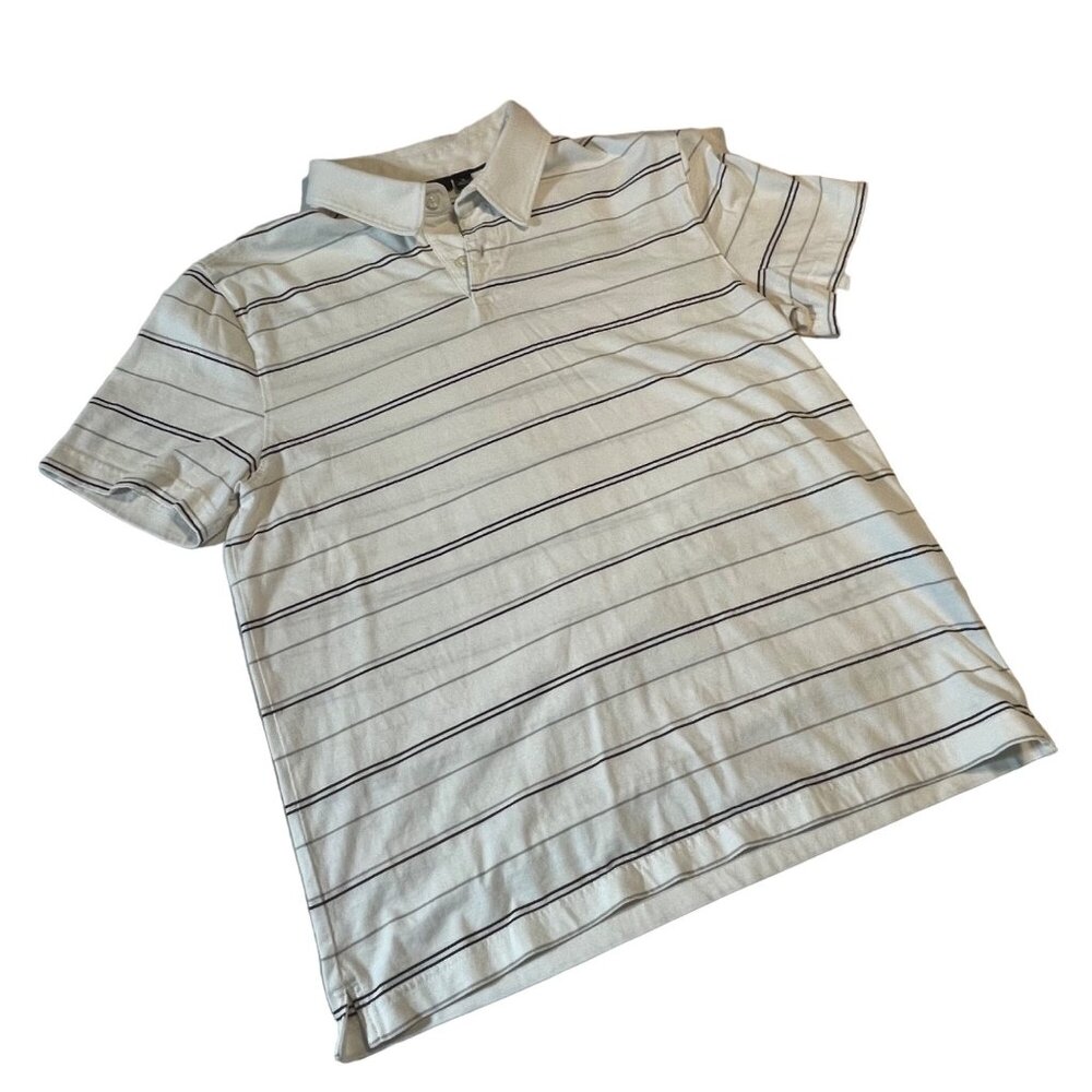 APT. 9 Men's Striped Polo Shirt M White & Black 100% Cotton